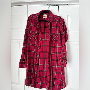 Wilfred Free Red and Black Plaid Flannel Shirt